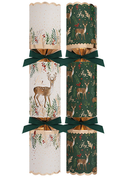 Deluxe Green Deer Extra Large 13.5" Christmas Crackers (6 Pack)
