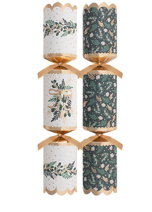 Premium Green Mistletoe Large 12.5" Christmas Crackers (8 Pack)