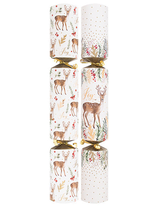 Gold Deer Family 14" Christmas Crackers (10 Pack)