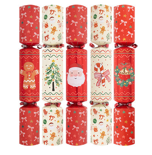 Gingerbread & Santa Family 12" Christmas Crackers (10 Pack)