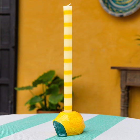 Yellow Striped Dinner Candles by Talking Tables