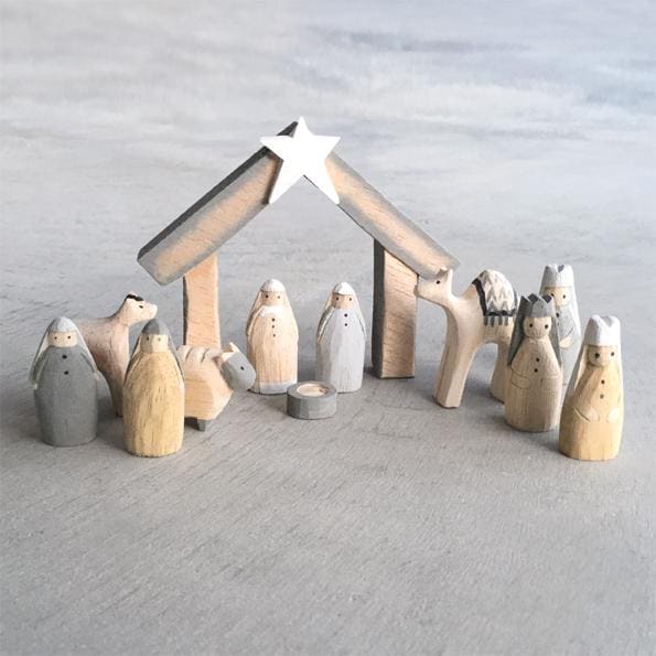 Wooden Natural Boxed Little Nativity Set, Nativity Scene
