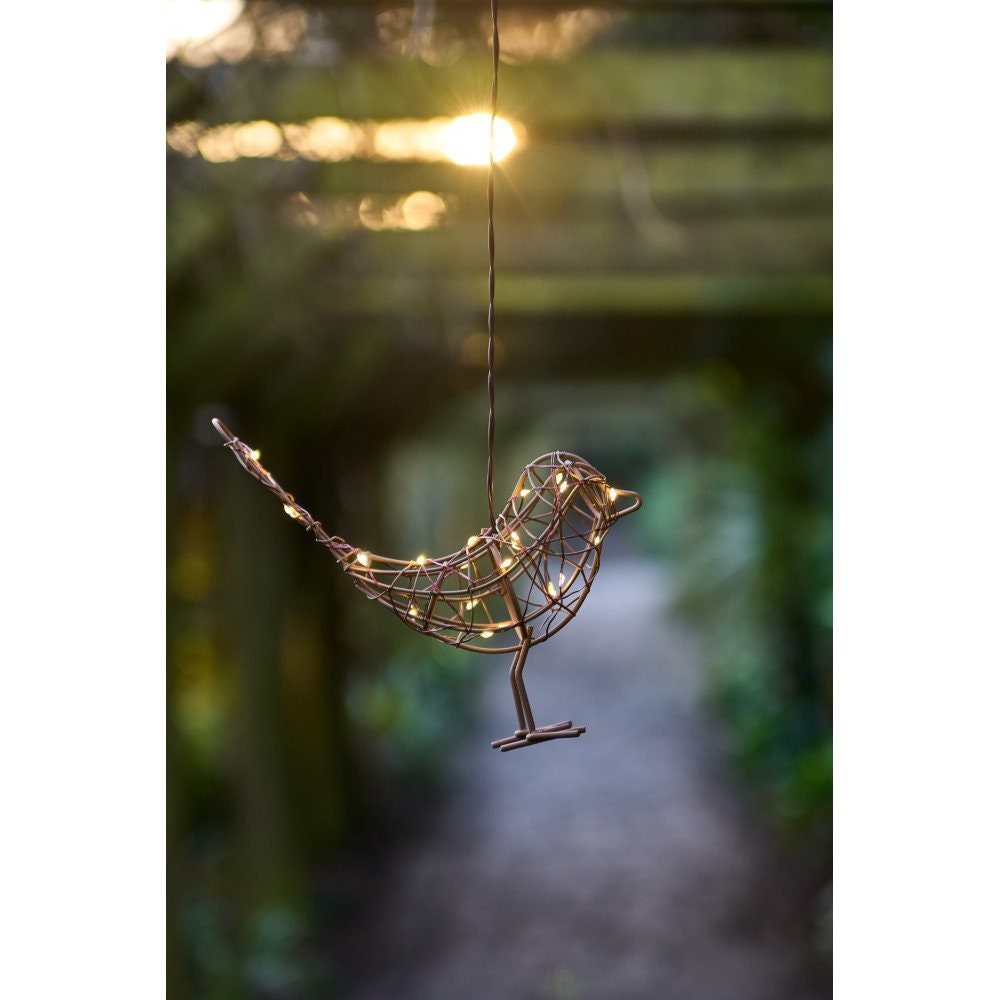 CHRISTMAS Light Up Hanging Robin in Copper