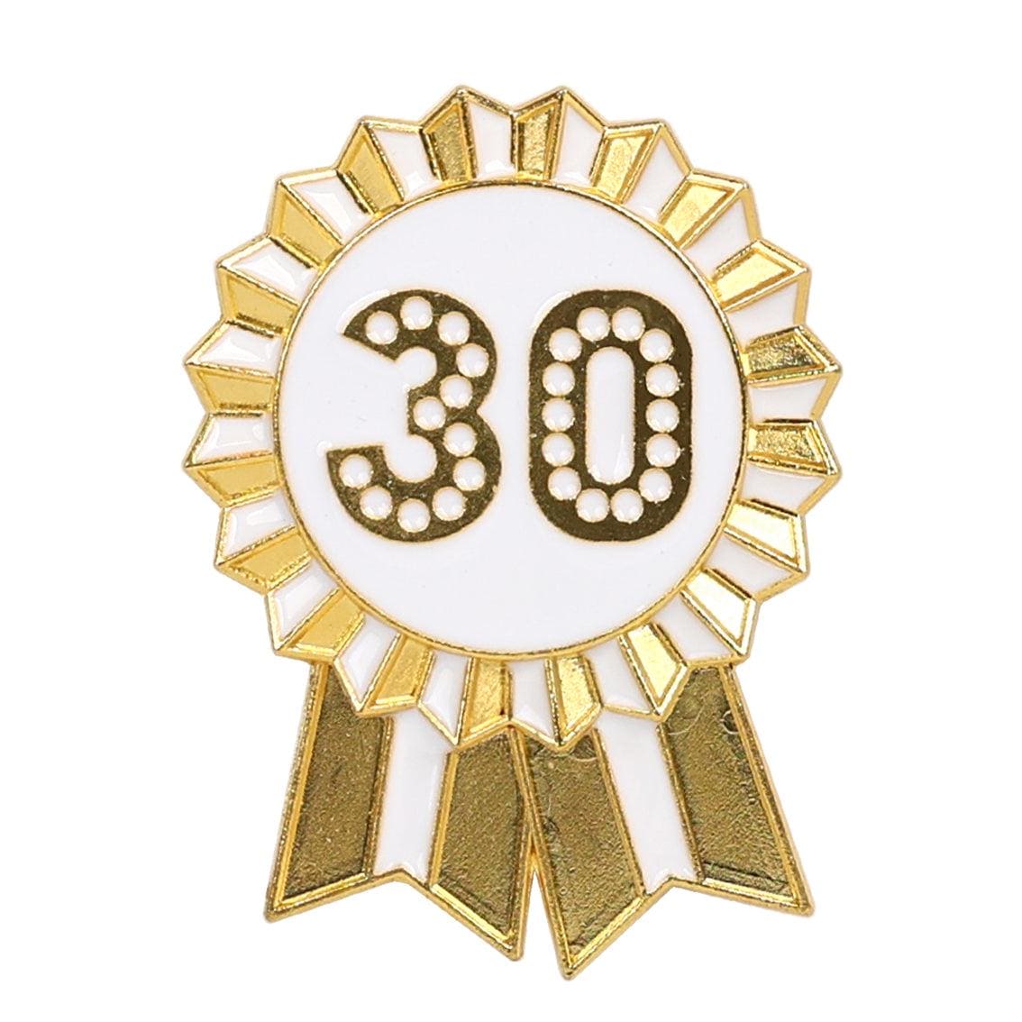 Luxe Gold Enamel Happy Birthday Milestone Pin Badge Rosette