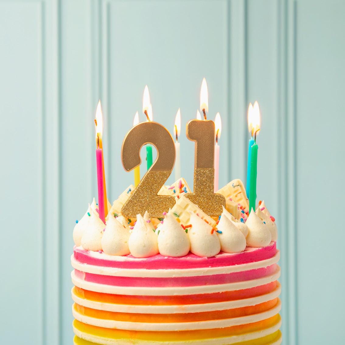 Gold Glitter Happy Birthday Number Candles Choose Age Mix & Match