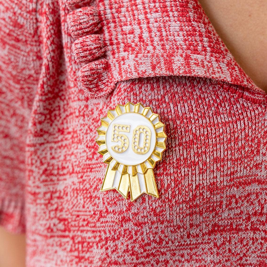 Luxe Gold Enamel Happy Birthday Milestone Pin Badge Rosette
