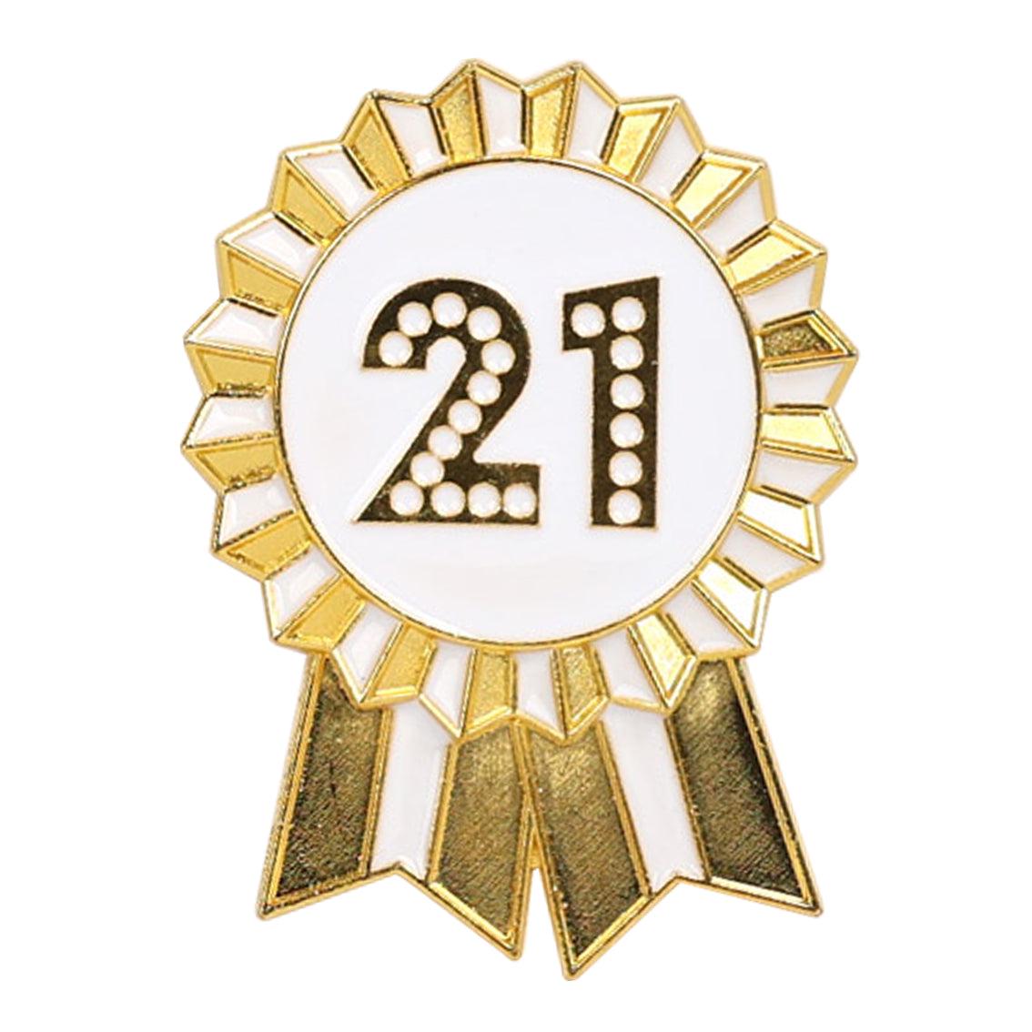 Luxe Gold Enamel Happy Birthday Milestone Pin Badge Rosette
