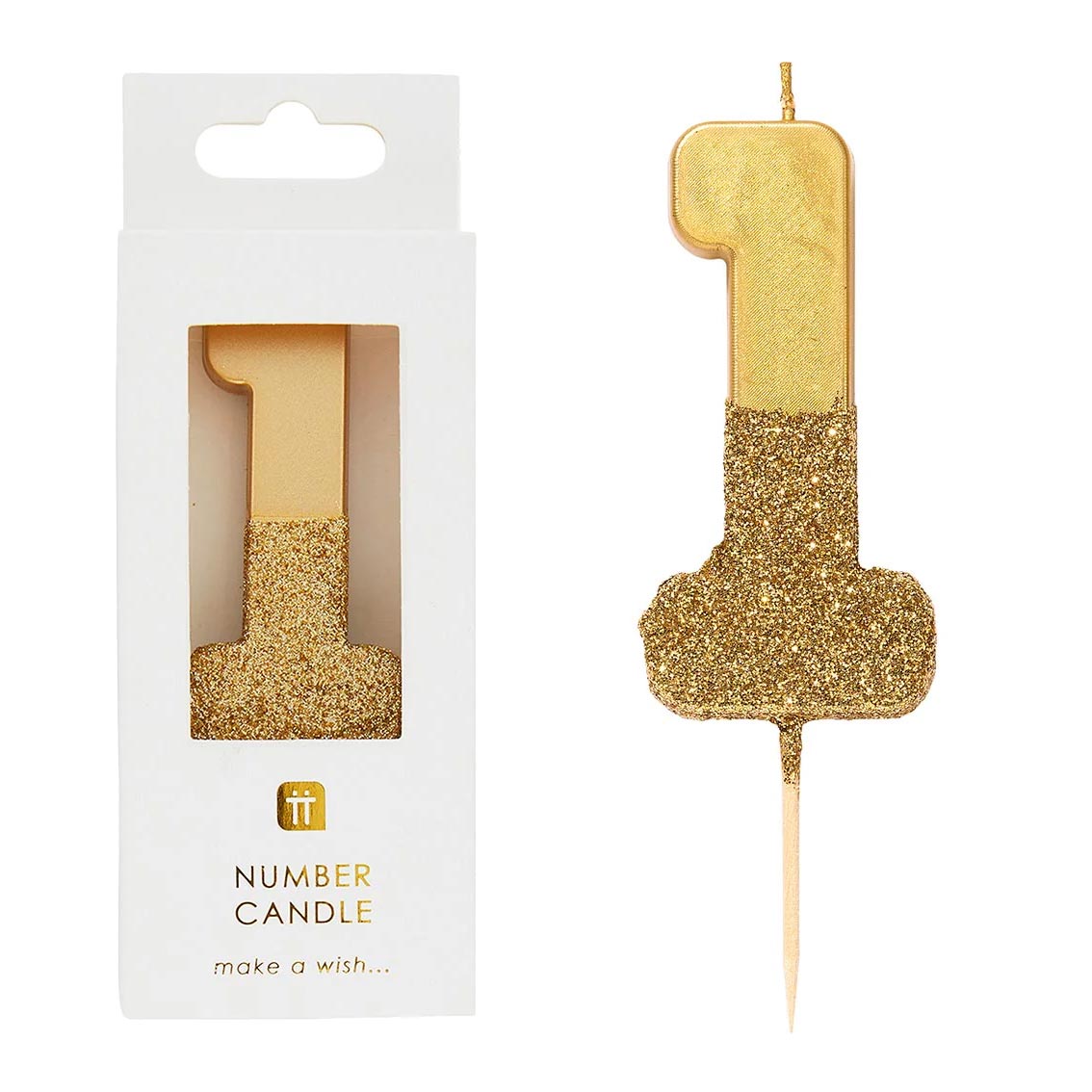 Gold Glitter Happy Birthday Number Candles Choose Age Mix & Match