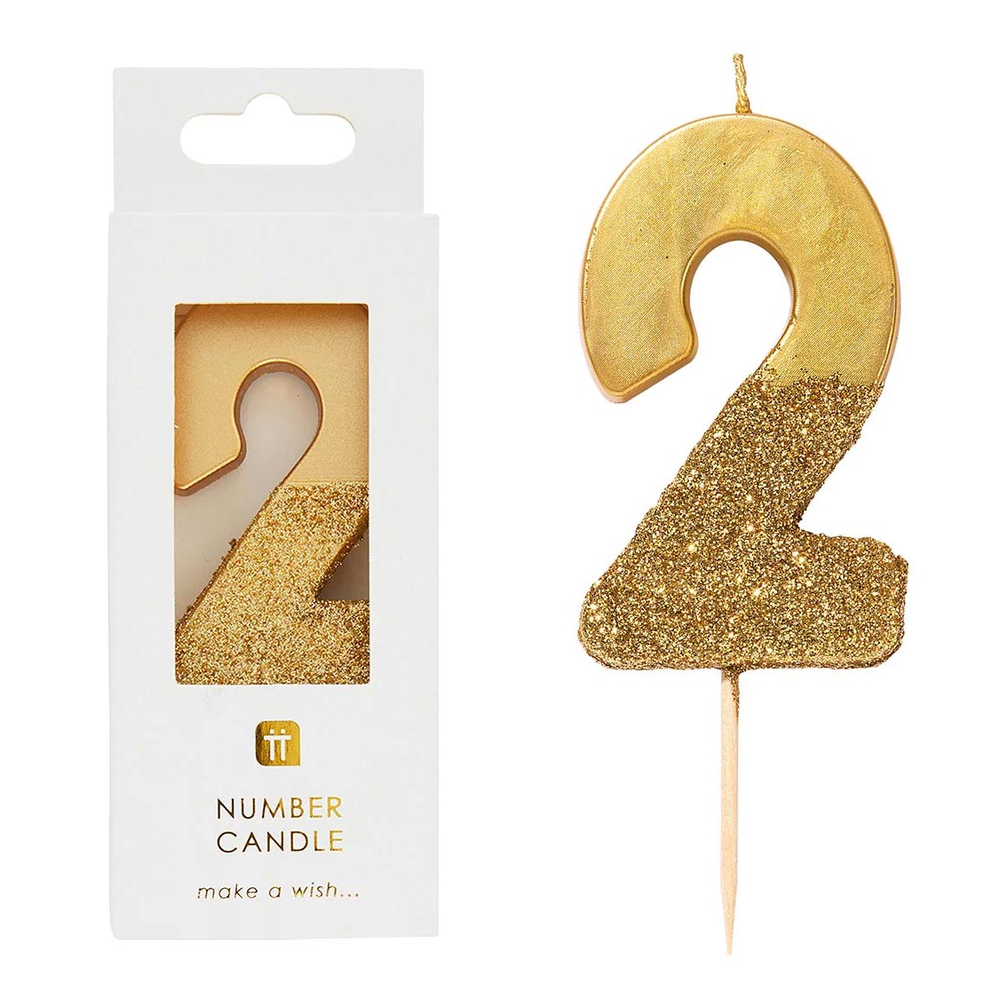 Gold Glitter Happy Birthday Number Candles Choose Age Mix & Match