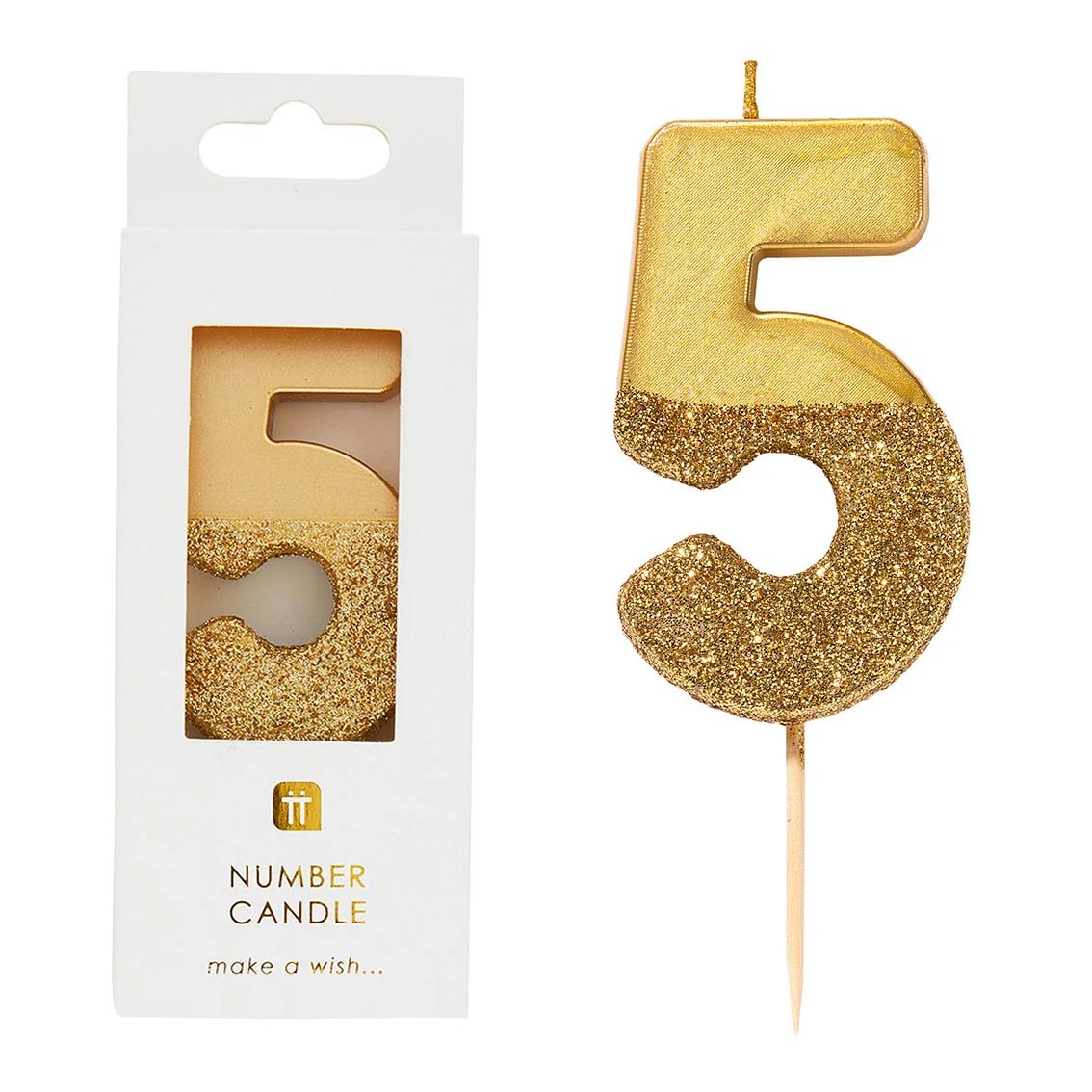 Gold Glitter Happy Birthday Number Candles Choose Age Mix & Match