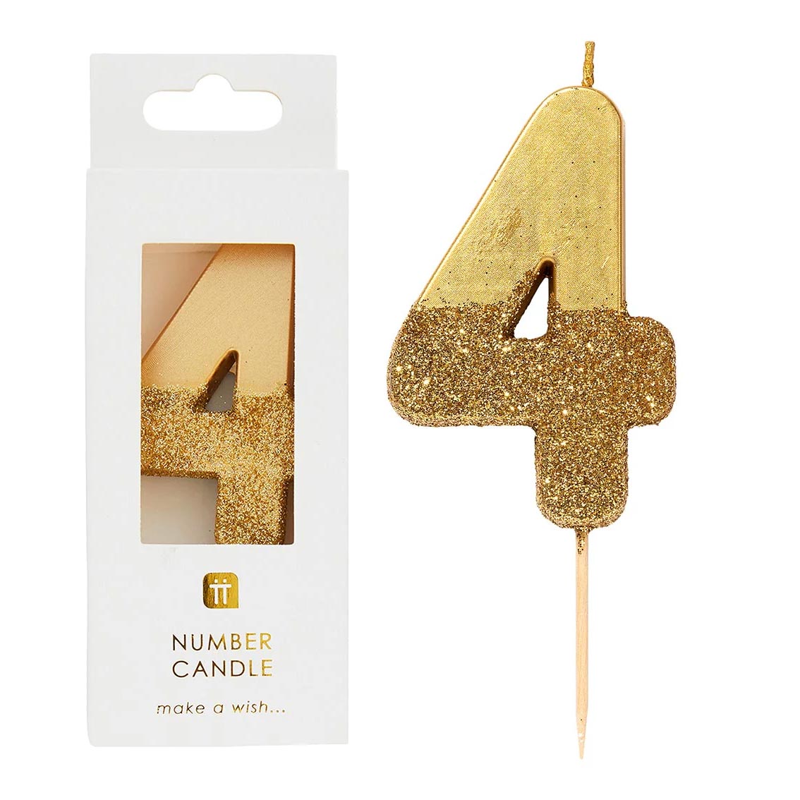 Gold Glitter Happy Birthday Number Candles Choose Age Mix & Match