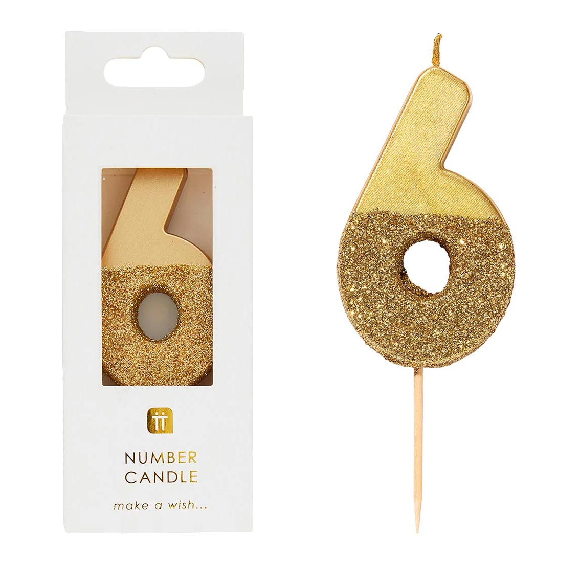 Gold Glitter Happy Birthday Number Candles Choose Age Mix & Match