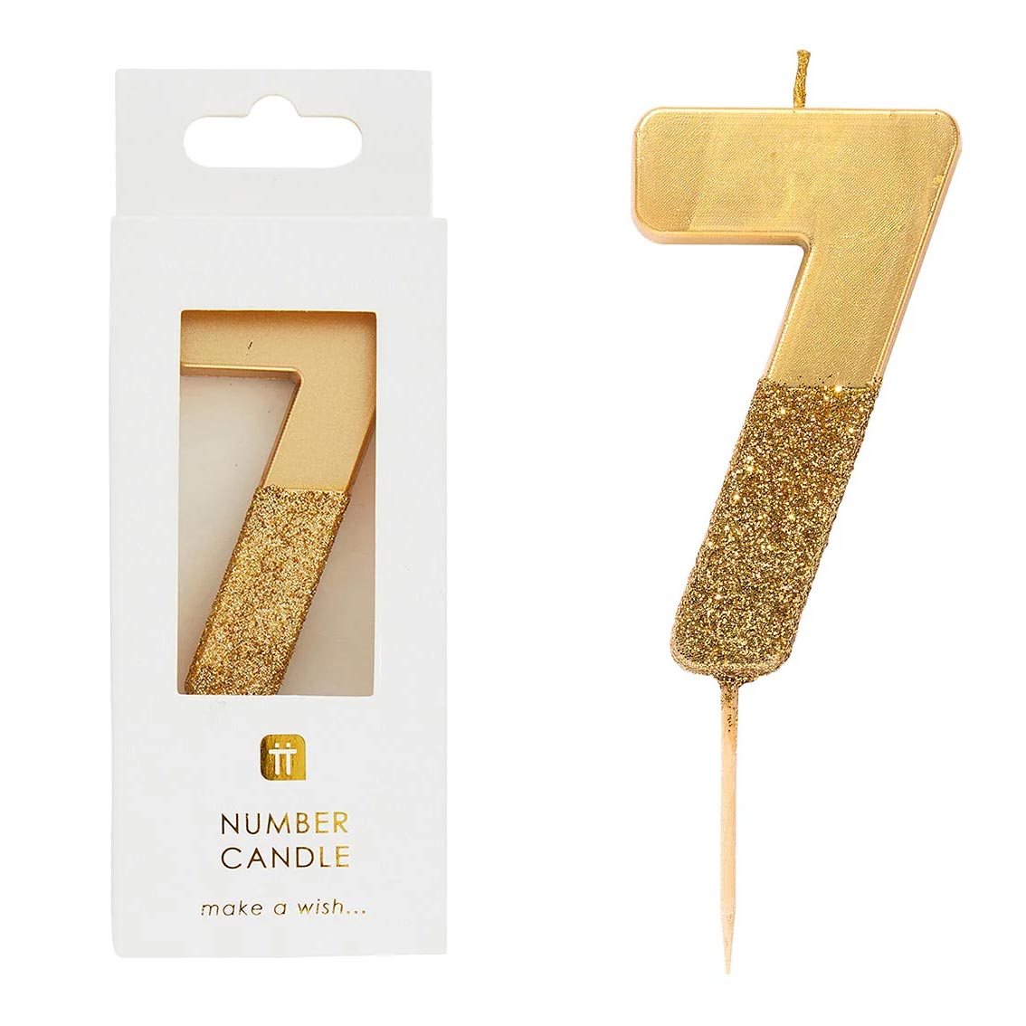 Gold Glitter Happy Birthday Number Candles Choose Age Mix & Match