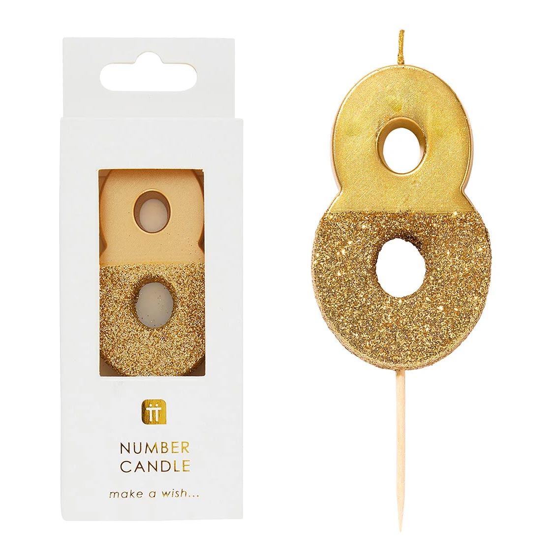 Gold Glitter Happy Birthday Number Candles Choose Age Mix & Match