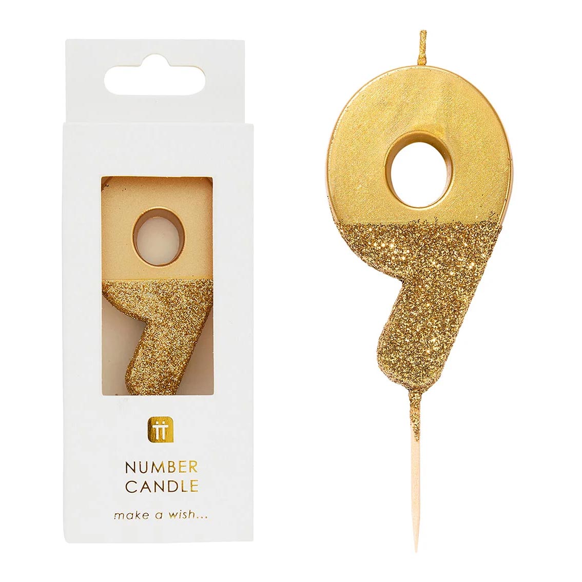 Gold Glitter Happy Birthday Number Candles Choose Age Mix & Match