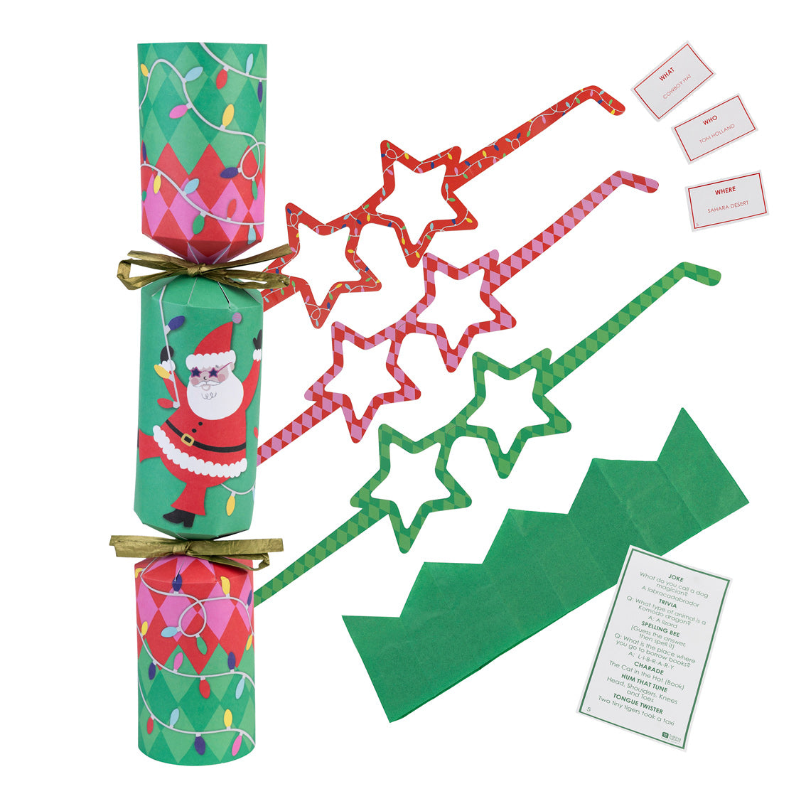 Fun Guy Santa Who Am I Eco Friendly Handmade Christmas Crackers (6 Pack)