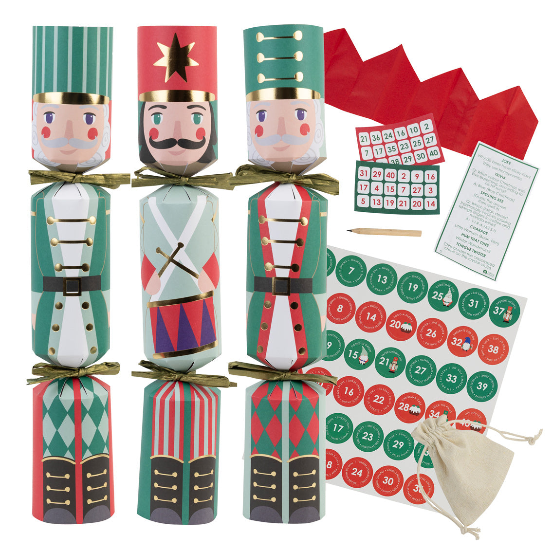 Botanical Nutcracker Bingo Eco Friendly Handmade Christmas Crackers (6 Pack)