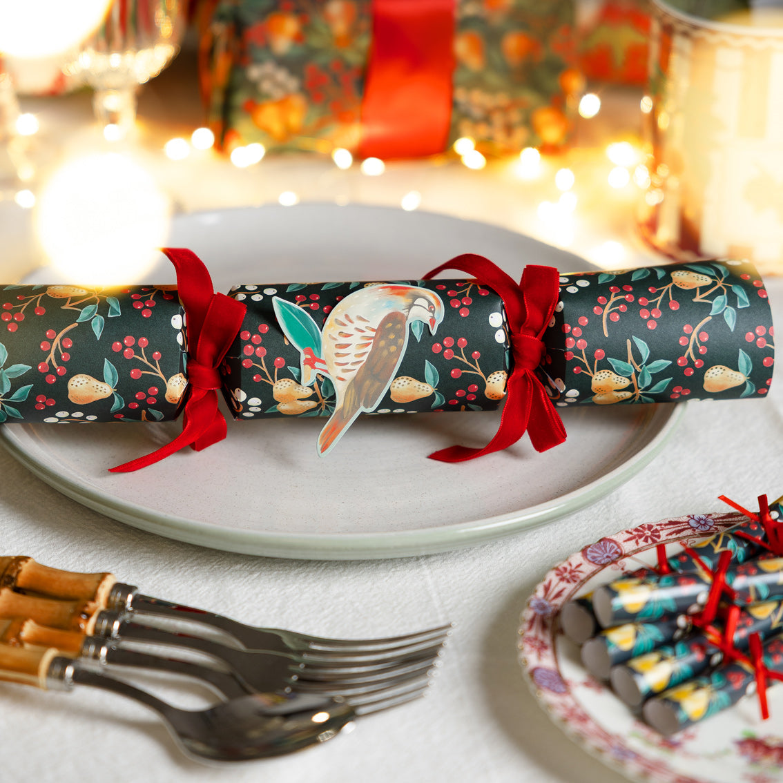 Partridge and Pear Handmade Luxury Christmas Crackers (6 Pack)