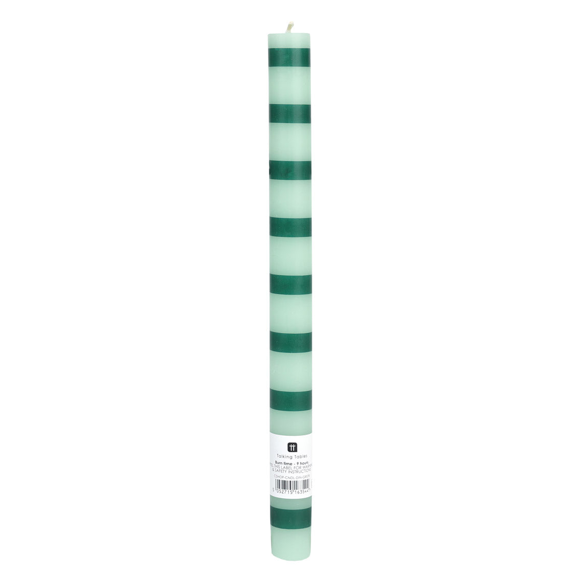 Green Striped Tall Dinner Candles