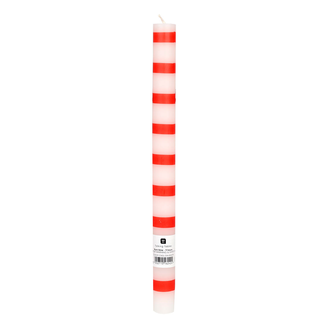 Red and White Striped Tall Dinner Candles