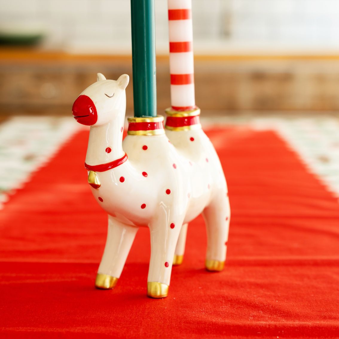 Spotty Camel Large Ceramic Dinner Candle Holder