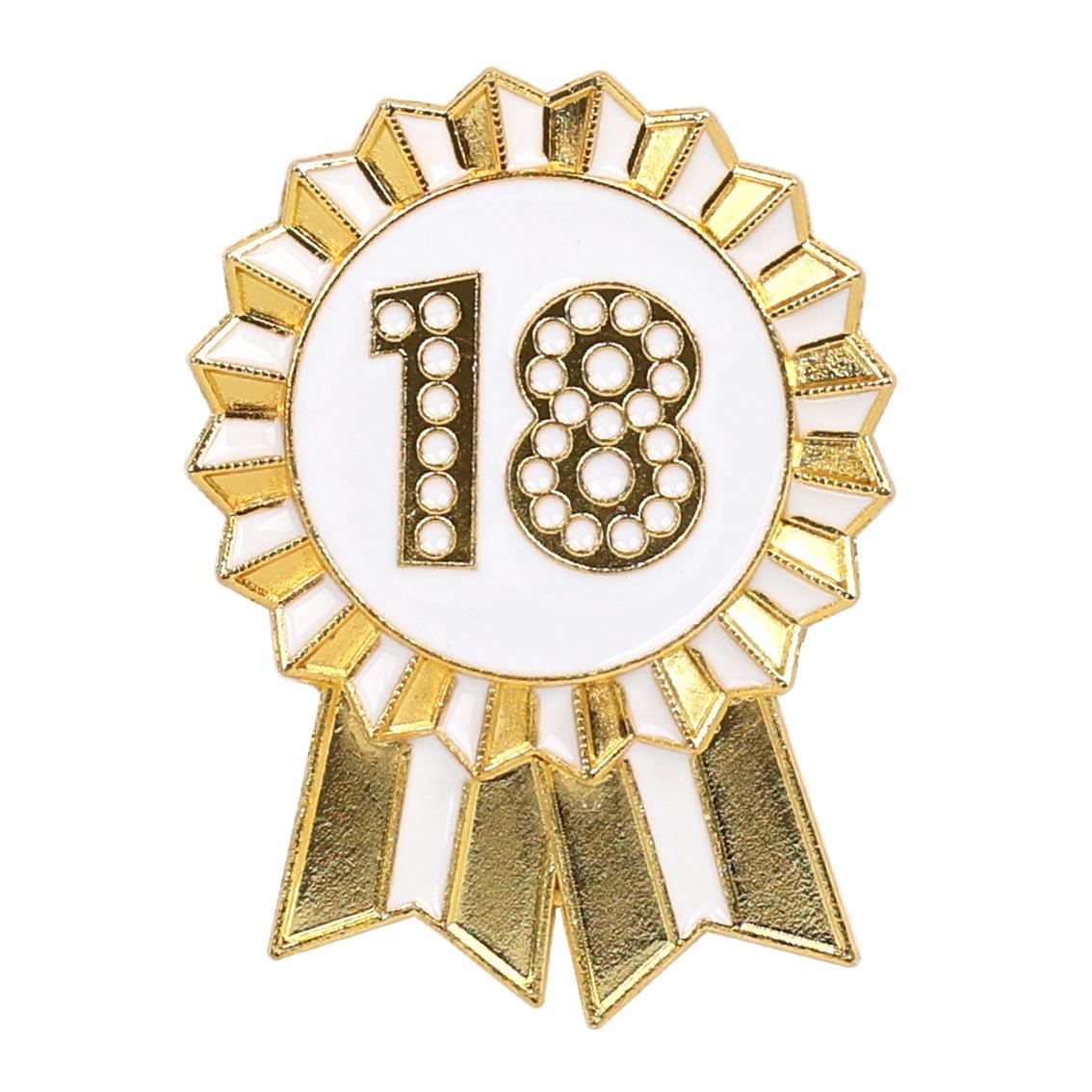 Luxe Gold Enamel Happy Birthday Milestone Pin Badge Rosette