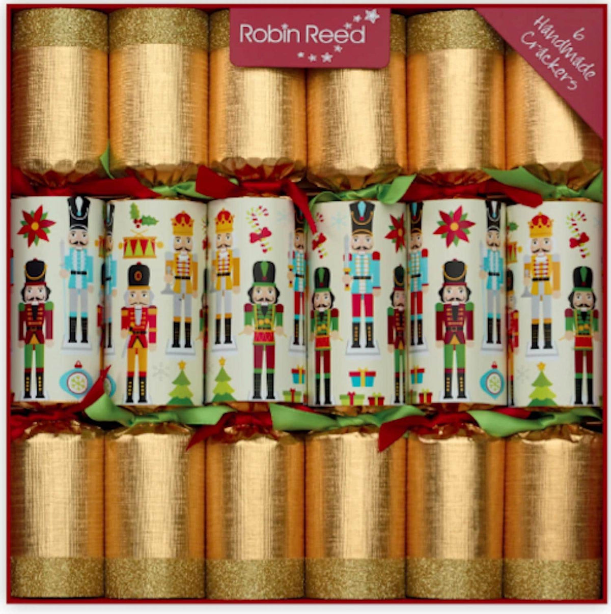 Traditional Nutcracker Large Handmade Luxury Christmas Crackers (6 Pack)