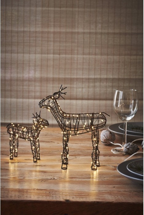 CHRISTMAS Table Top LED Light Up Battery Operated Wire Brown Reindeer Large