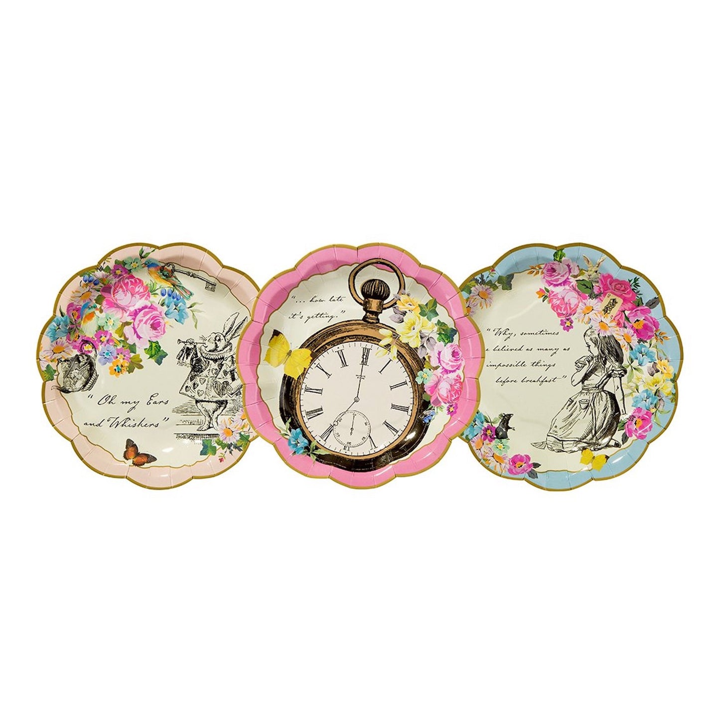 Truly Alice Mad Hatters Tea Party Dainty Paper Plates (12 Pack)
