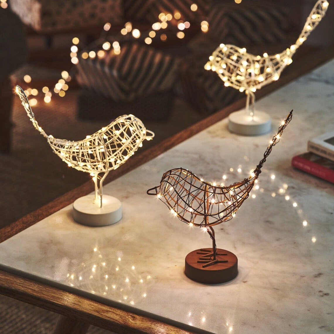 CHRISTMAS Light Up Table Top Robin in Copper