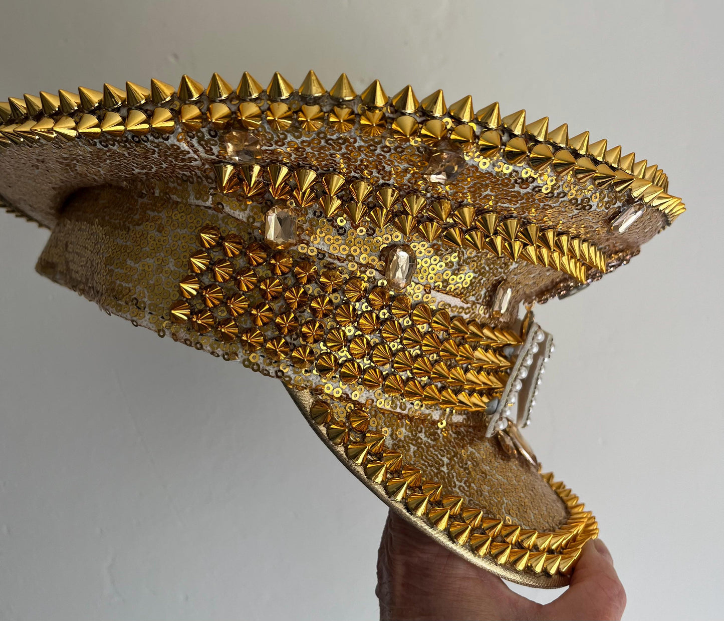Personalied Party Gold Punk Rhinestone & Sequin Captains Hat