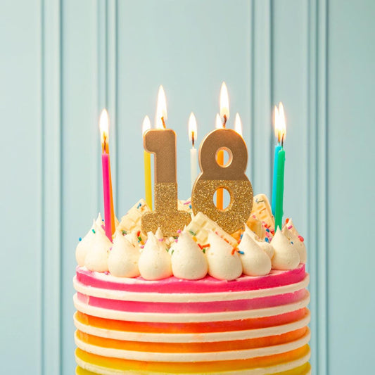 Gold Glitter Happy Birthday Number Candles Choose Age Mix & Match
