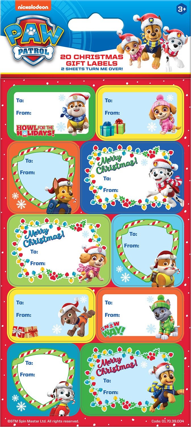 PAW PATROL Christmas Sticky Gift Labels (20 Pack)