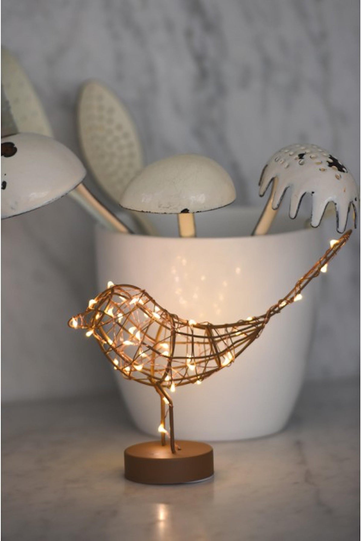 CHRISTMAS Light Up Table Top Robin in Copper