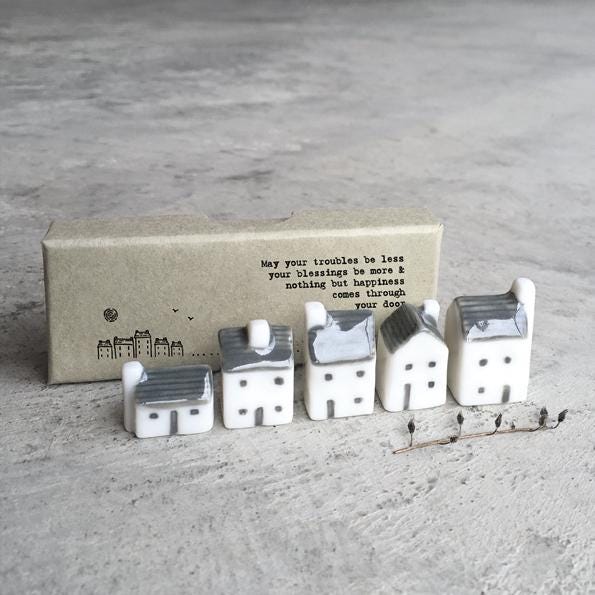 Mini Porcelain Street House in a Box, May Your Troubles Be Less