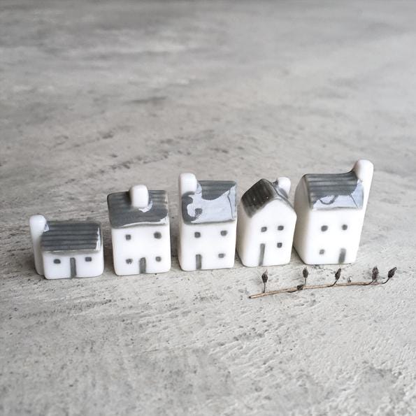 Mini Porcelain Street House in a Box, May Your Troubles Be Less