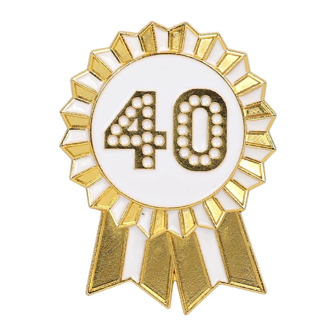 Luxe Gold Enamel Happy Birthday Milestone Pin Badge Rosette