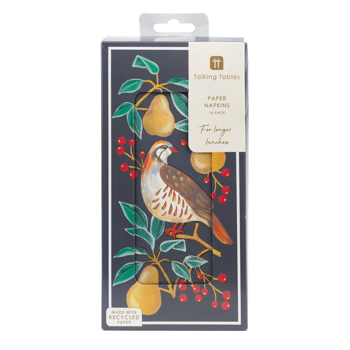 Partridge and Pear Long Paper Napkins (16 Pack)