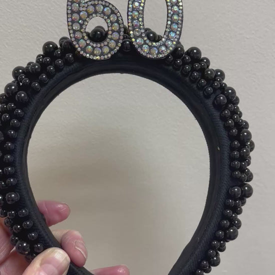 Personalised Black Pearl Birthday Headband Any Age