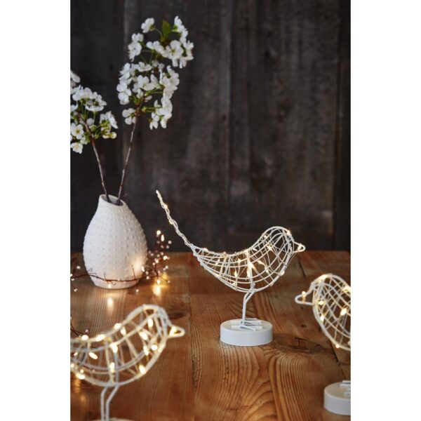 CHRISTMAS Table Top Light Up Robin in White - Image 3