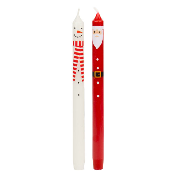 CHRISTMAS Santa and Snowman Tall Candles