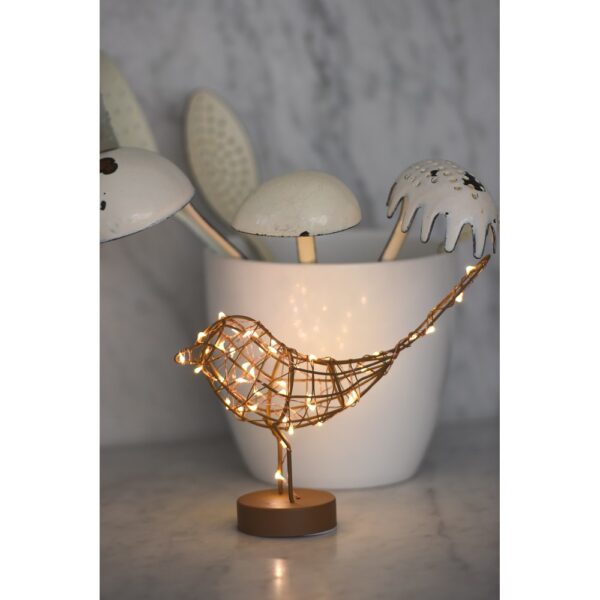CHRISTMAS Table Top Light Up Robin in Copper - Image 2