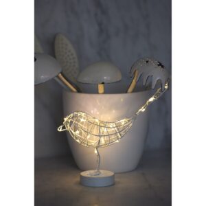 CHRISTMAS Table Top LED Light Up Robin in White