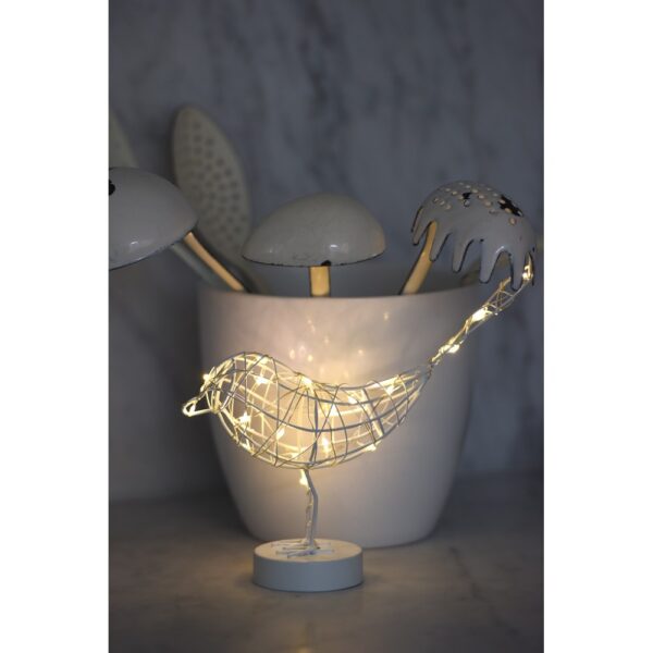 CHRISTMAS Table Top Light Up Robin in White
