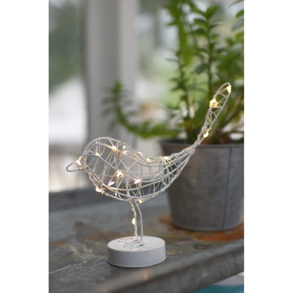 CHRISTMAS Table Top Light Up Robin in White - Image 2