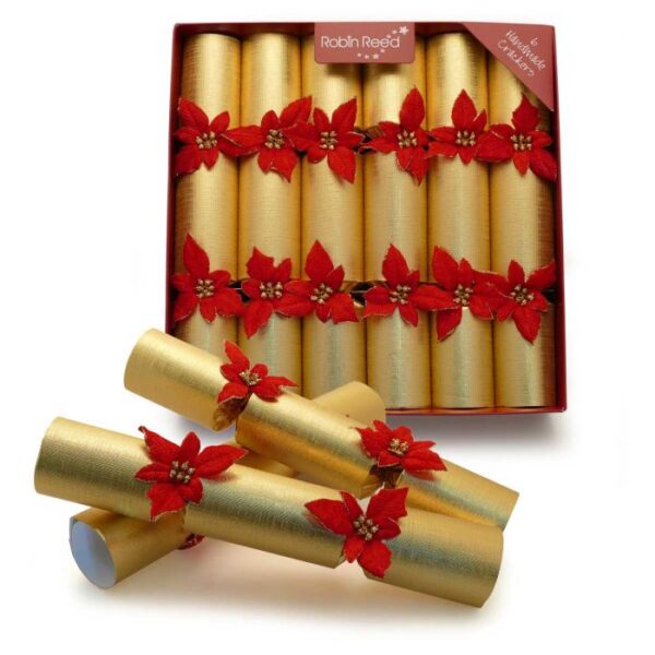 Robin Reed Glitter Poinsettia Christmas Crackers