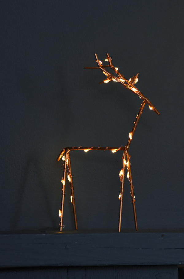 CHRISTMAS LED Light Up Battery Operated Large Deer in Copper