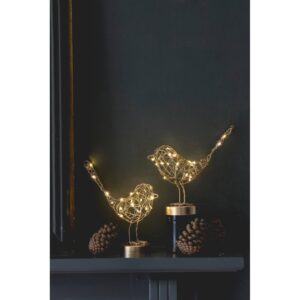 Christmas Light Up Robin in Gold