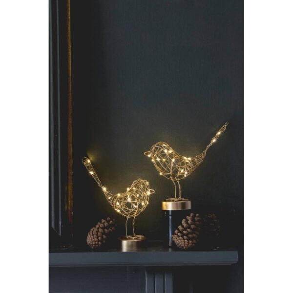 Christmas Light Up Robin in Gold