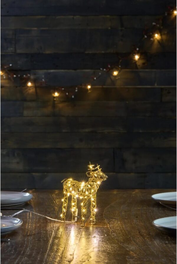 CHRISTMAS Table Top Light Up Small Wire Reindeer in Gold - Image 3